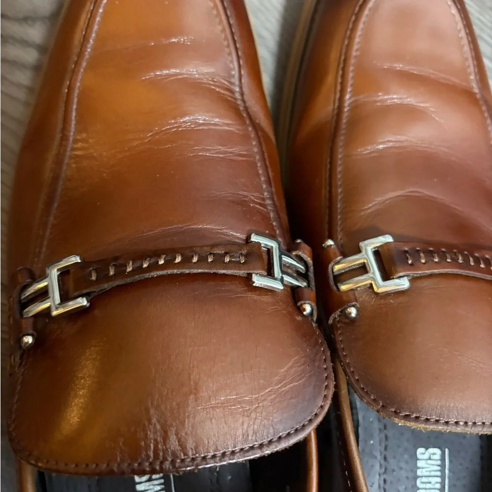 Stacy Adams Duval Moc-Toe Bit Slip-On Dress Loafers Cognac Leather Preppy Office